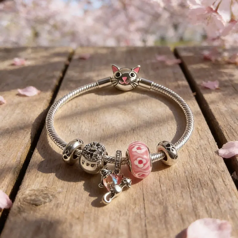 925 Silver Cute Pink Cat Series Enamel & Zircon Beads Charms Pendant Bracelet Making Jewelry Gifts with Box
925 Silver Cute Pink Cat Series Enamel & Zircon Beads Charms Pendant Bracelet Making Jewelry Gifts with Box