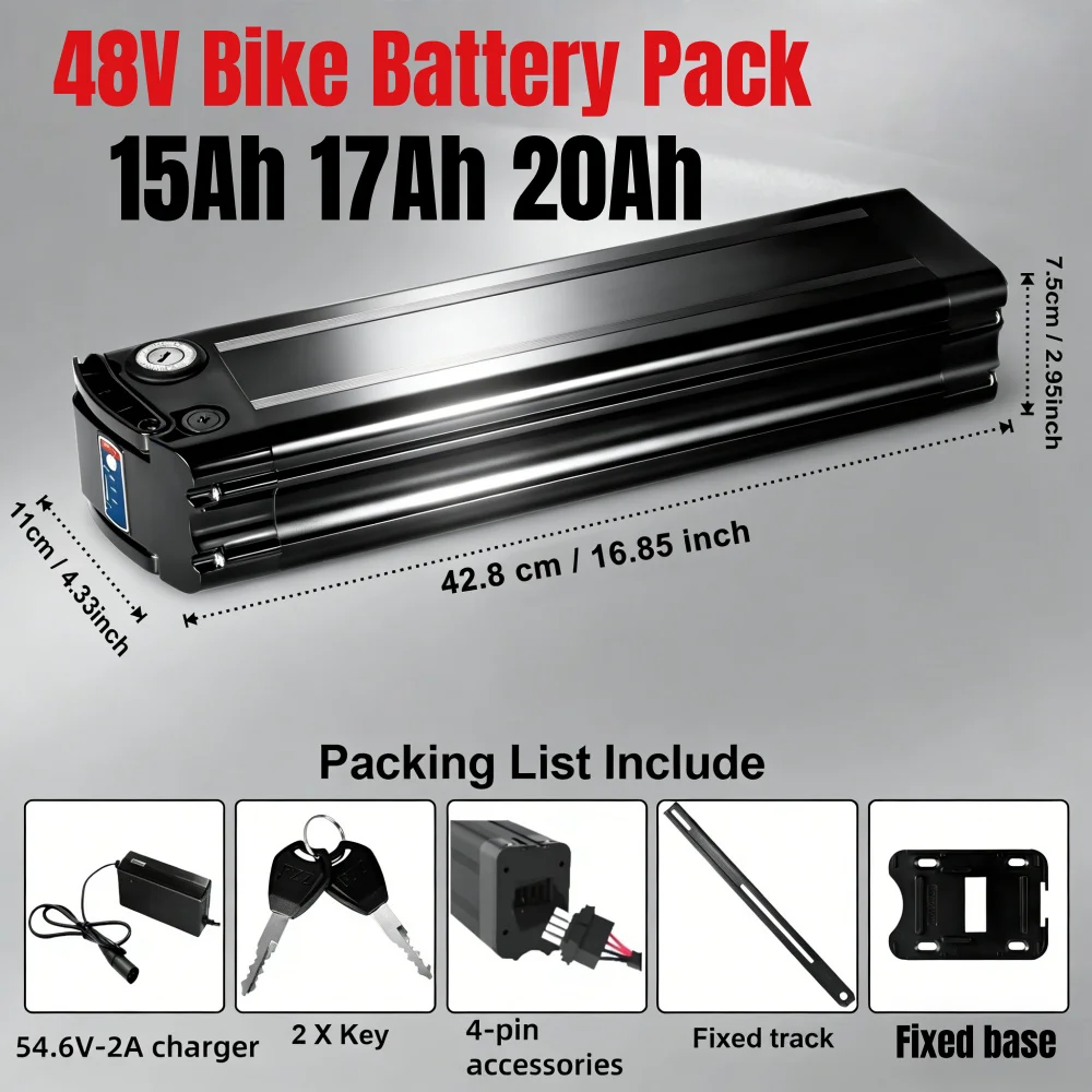 Silverfish Bike Battery 48V 15Ah 17Ah 20Ah for 350W-1000W bike Battery Pack 54.6V 2A Charger for BURCHDA R8S Pro JINGHMA R8 Pro
Silverfish Bike Battery 48V 15Ah 17Ah 20Ah for 350W-1000W bike Battery Pack 54.6V 2A Charger for BURCHDA R8S Pro JINGHMA R8 Pro