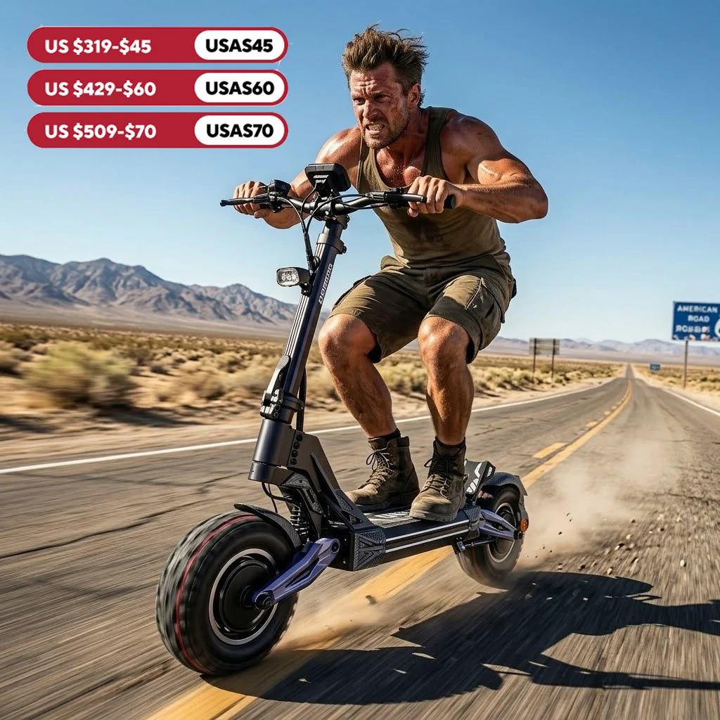Dual 4000W Motor Electric Scooter for Adults 45MPH Fast E-Scooter 60V 27Ah 11" Off-Road Vacuum Tires 330lbs Heavy Duty
Dual 4000W Motor Electric Scooter for Adults 45MPH Fast E-Scooter 60V 27Ah 11" Off-Road Vacuum Tires 330lbs Heavy Duty