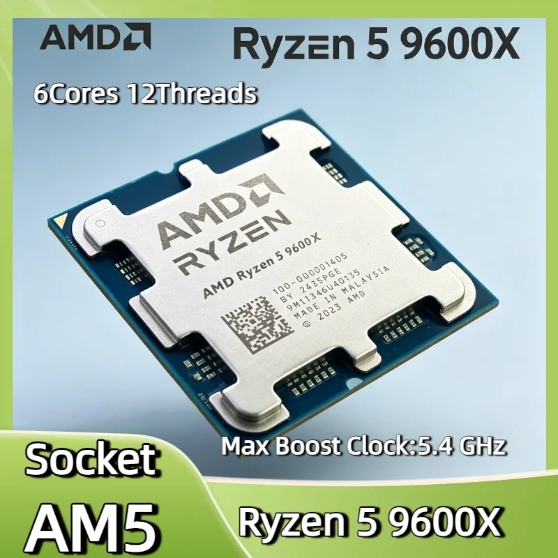 High Performance AMD R5 9600X CPU 6 Core 12 Thread 5.4GHz Max Boost 4nm AM5 32MB L3 Cache 65W DDR5 5600MHz Desktop Tray
High Performance AMD R5 9600X CPU 6 Core 12 Thread 5.4GHz Max Boost 4nm AM5 32MB L3 Cache 65W DDR5 5600MHz Desktop Tray