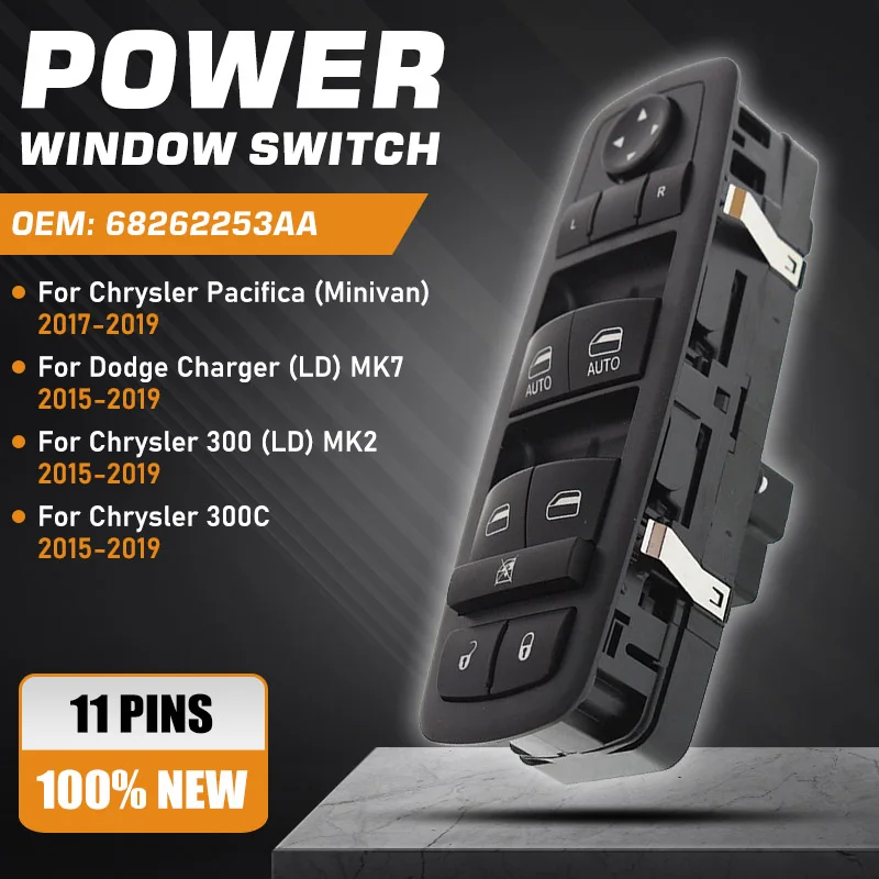 Power Master Window Control Switch 68262253AA 11 Pins For Dodge Charger Chrysler 300 300C 2015-2019 Chrysler Pacifica 2017-2019
Power Master Window Control Switch 68262253AA 11 Pins For Dodge Charger Chrysler 300 300C 2015-2019 Chrysler Pacifica 2017-2019