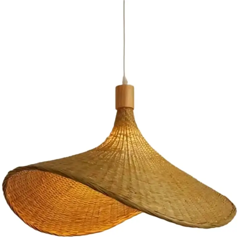 CQMF-Ceiling Light Fixture Hemp Rope Plug In Light Rattan Hanging Lights Cord Bamboo Hanging Lamp Basket Lamp Shade