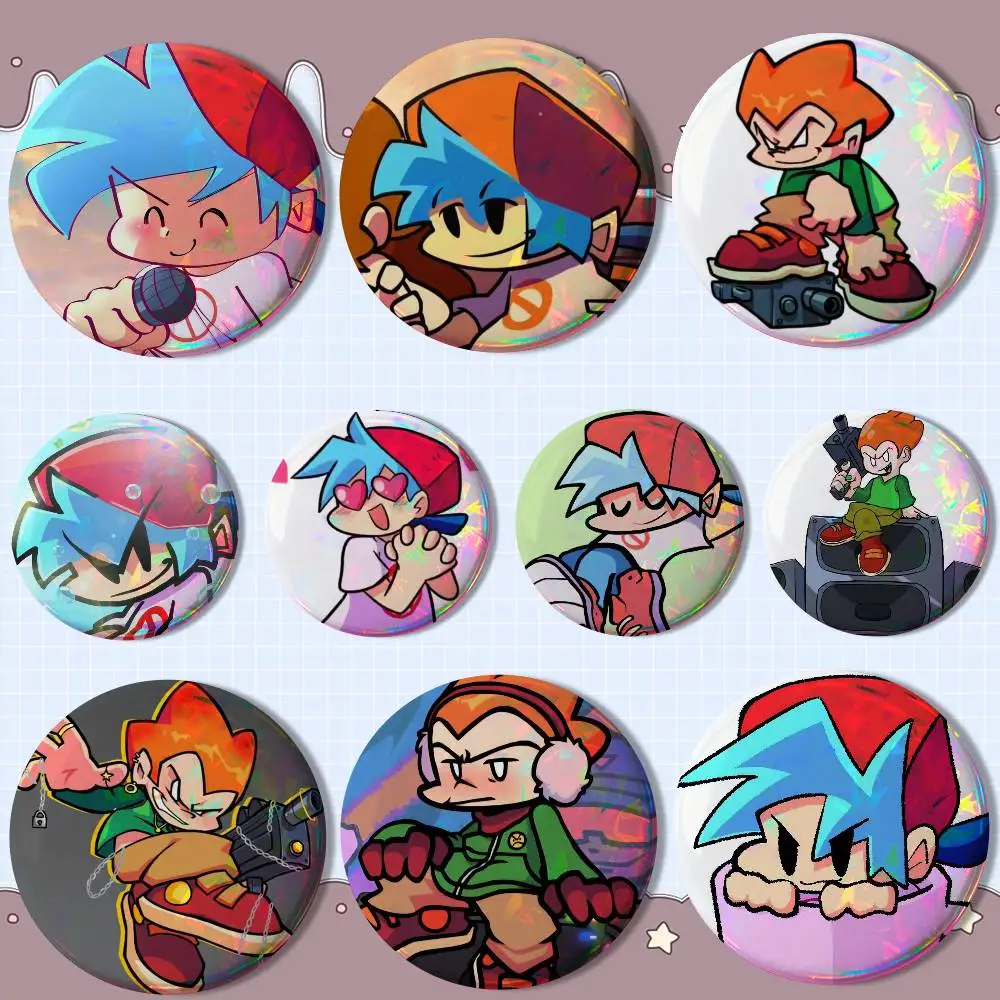 F-Friday Night Funkin cool Reflective Pin Tinplate Round Brooch Cartoon Cosplay Badges for Bag Hat Toys Gifts
F-Friday Night Funkin cool Reflective Pin Tinplate Round Brooch Cartoon Cosplay Badges for Bag Hat Toys Gifts