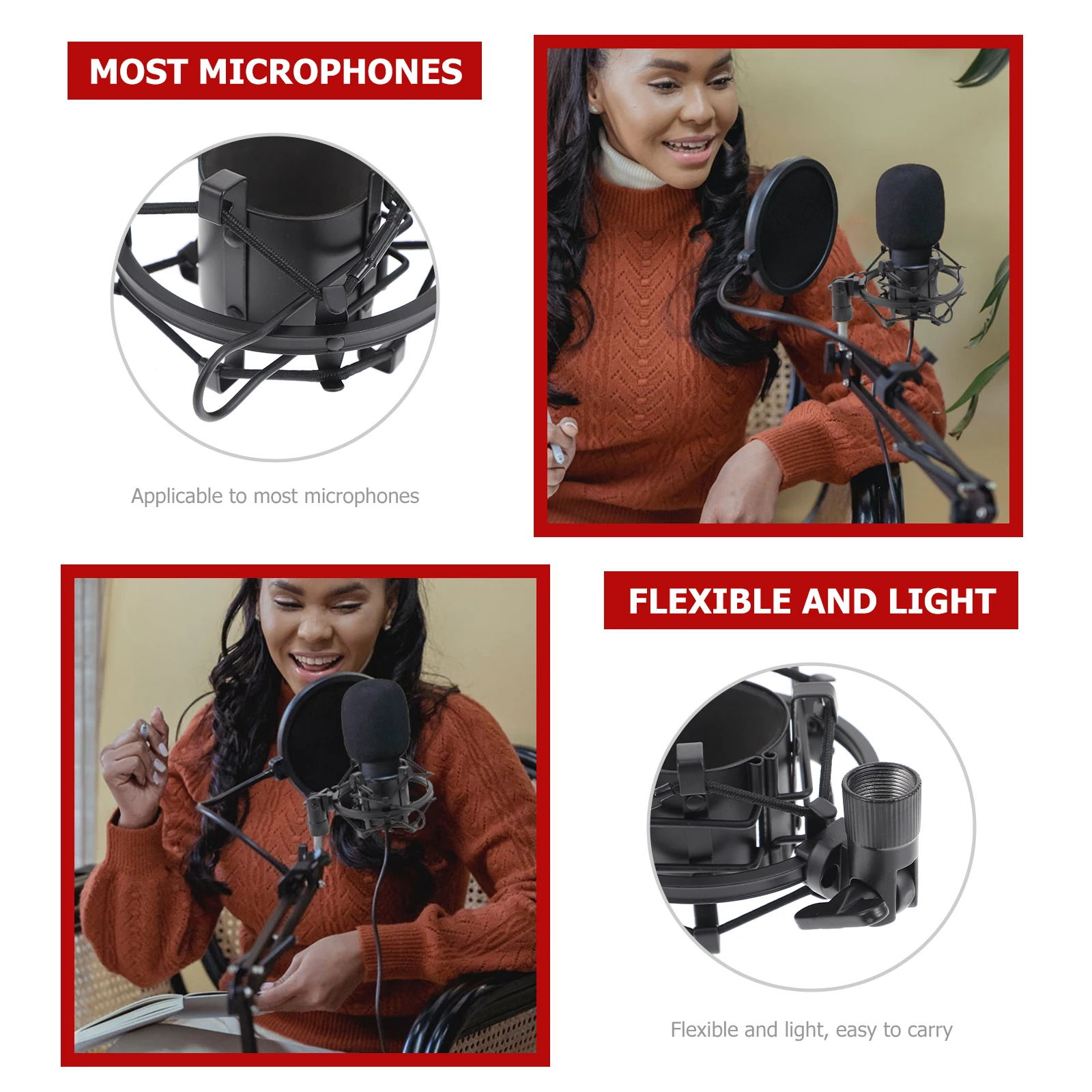 Shock Mount Desk Mic Stand Microphone Accessories Bracket Metal Adjustable Arm Black Holder
Shock Mount Desk Mic Stand Microphone Accessories Bracket Metal Adjustable Arm Black Holder