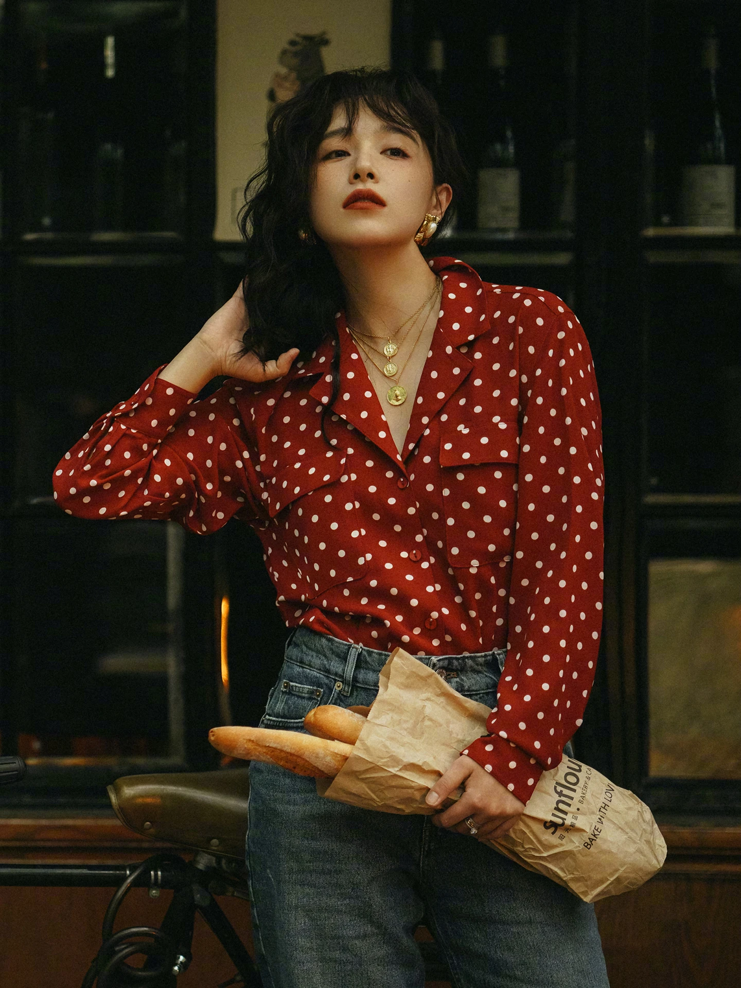 Red Polka Dot irt Women's Spring Autumn Inner Wear Turn-down Collar Faux Wrap Cardigan Long Sve Straight Cut Polyester C...
Red Polka Dot irt Women's Spring Autumn Inner Wear Turn-down Collar Faux Wrap Cardigan Long Sve Straight Cut Polyester C...