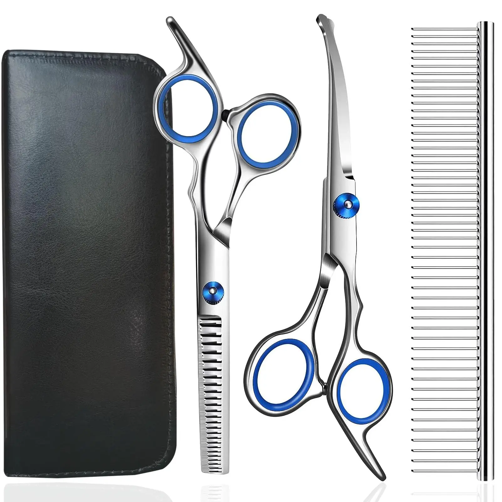 4-in-1 Dog Grooming Scissors kit with Safety Round Tip,Professional Grooming Shears Set,Pet Hair Cutting Trimming Scissors
4-in-1 Dog Grooming Scissors kit with Safety Round Tip,Professional Grooming Shears Set,Pet Hair Cutting Trimming Scissors