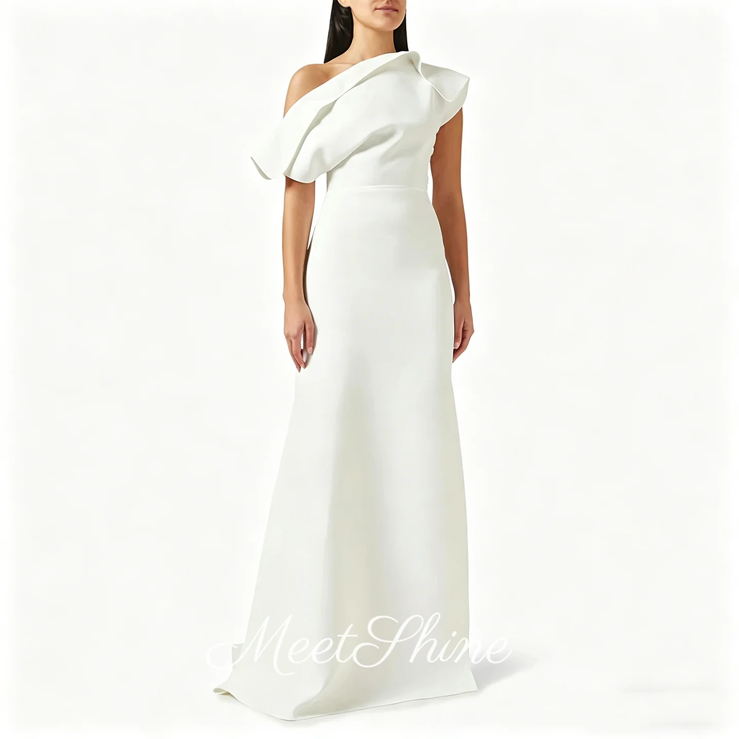 Dubai White One Shoulder High Side Slit Satin Prom Dresses Simple Sleeveless Mermaid Sweep Train Evening Dresses Customized
Dubai White One Shoulder High Side Slit Satin Prom Dresses Simple Sleeveless Mermaid Sweep Train Evening Dresses Customized