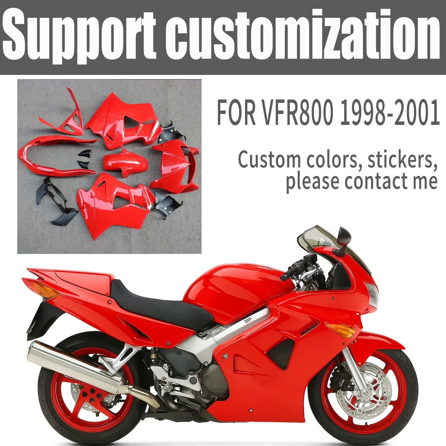 Fit For HONDA VFR800 1998 1999 2000 2001 VFR 800 Motorcycle Fairing Bodywork Kit Panel Set
Fit For HONDA VFR800 1998 1999 2000 2001 VFR 800 Motorcycle Fairing Bodywork Kit Panel Set