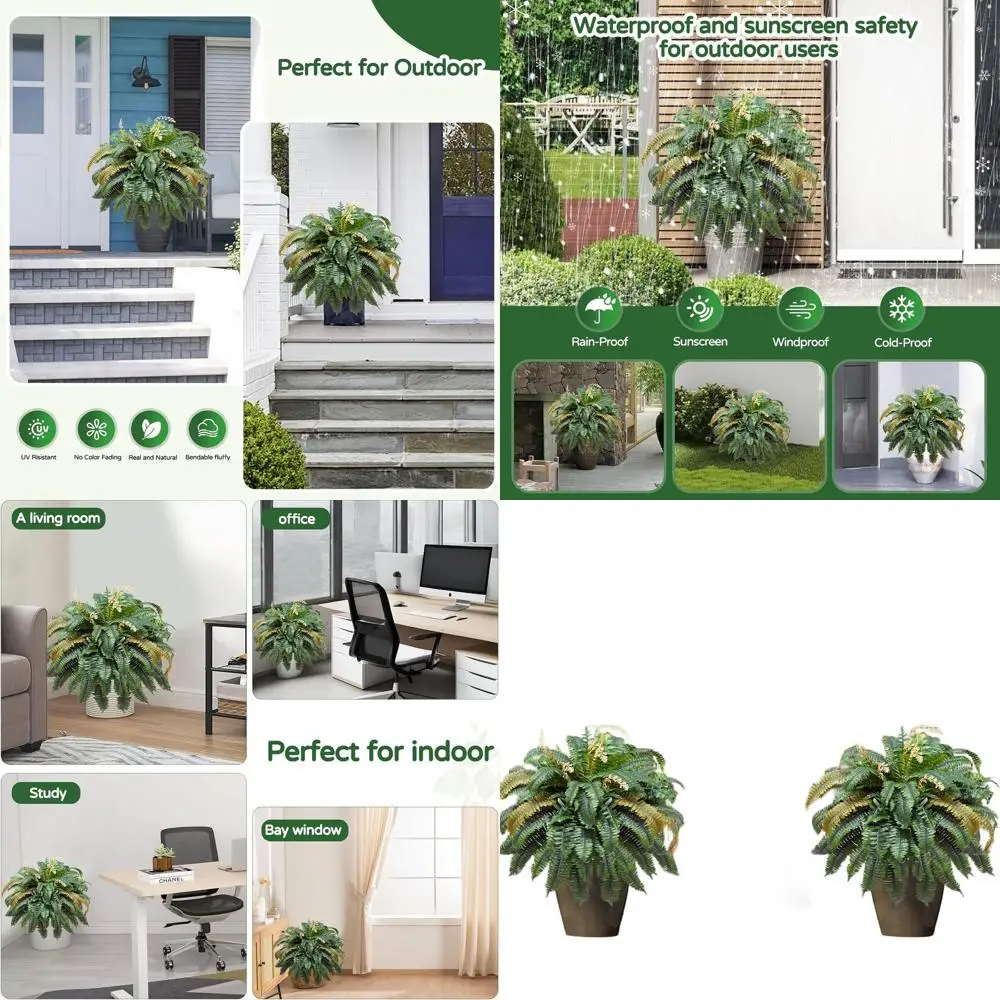 Set of 2 Large Outdoor Hanging Artificial Boston Ferns, 128 Lush Leaves, UV-Resistant Greenery for Porch, Patio, Garden, and Hom
Set of 2 Large Outdoor Hanging Artificial Boston Ferns, 128 Lush Leaves, UV-Resistant Greenery for Porch, Patio, Garden, and Hom