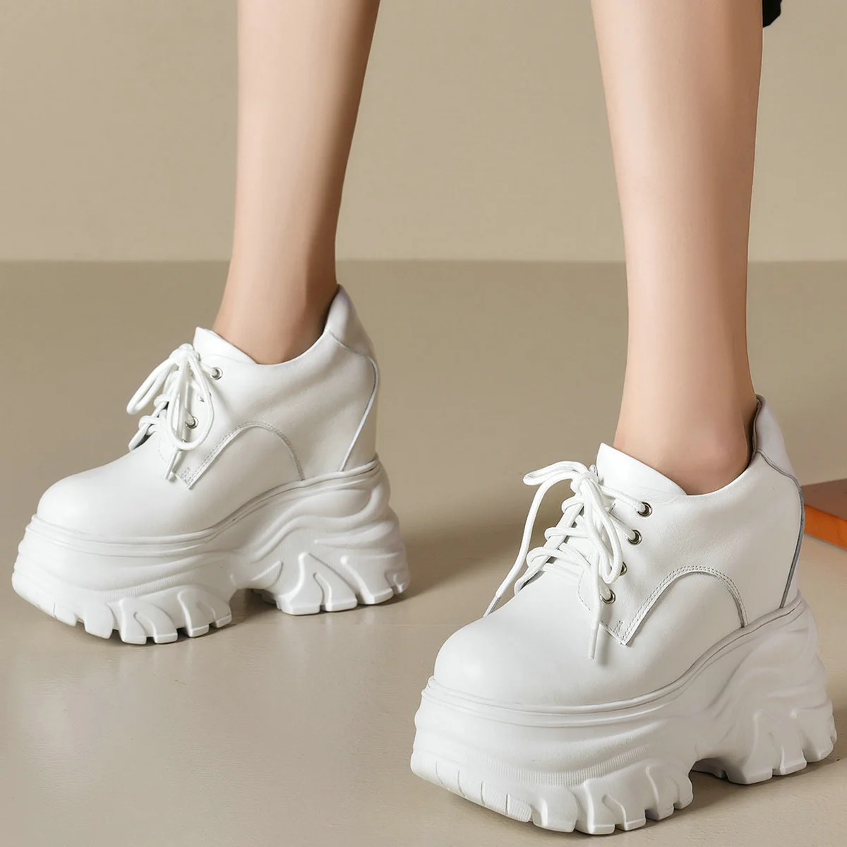 Thick Soled Pumps Shoe Women Lace Up Genuine Leather Wedges High Heel Ankle Boots Female Round Toe Fashion Sneakers Casual Shoes
Thick Soled Pumps Shoe Women Lace Up Genuine Leather Wedges High Heel Ankle Boots Female Round Toe Fashion Sneakers Casual Shoes