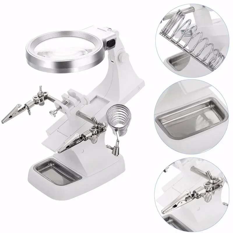 Multifunctional Welding Magnifier LED 3X/4.5X Len Magnifier Helping Hand Soldering Iron Stand Magnifying Clamp Tool
Multifunctional Welding Magnifier LED 3X/4.5X Len Magnifier Helping Hand Soldering Iron Stand Magnifying Clamp Tool