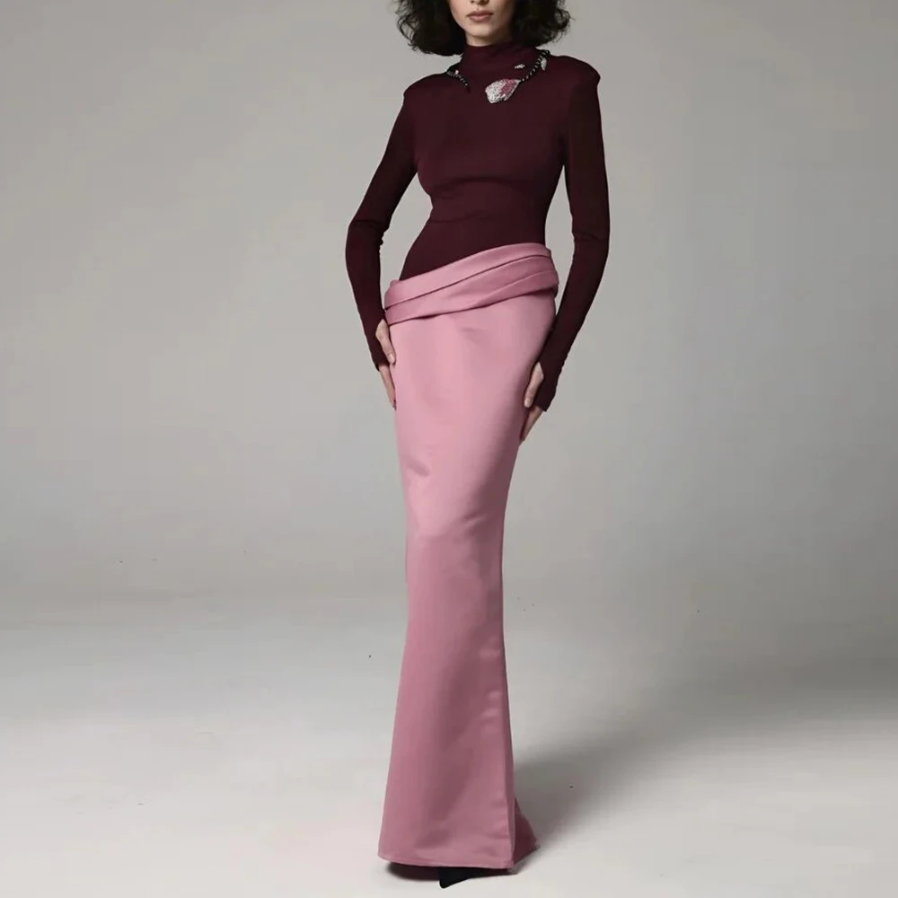 Customized Beads Evening Dresses 2026 Back Slit Fitted Formal Occasion Outfit Contrast Color Long Sleeves vestidos de noche
Customized Beads Evening Dresses 2026 Back Slit Fitted Formal Occasion Outfit Contrast Color Long Sleeves vestidos de noche