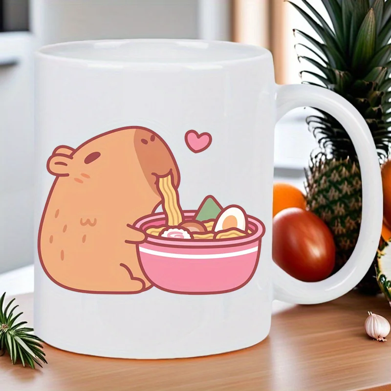 Cute Hamster Noodle Cup - Ceramic coffee cup with whimsical design of hamster eating noodles, hand wash only, white ceramic cup
Cute Hamster Noodle Cup - Ceramic coffee cup with whimsical design of hamster eating noodles, hand wash only, white ceramic cup