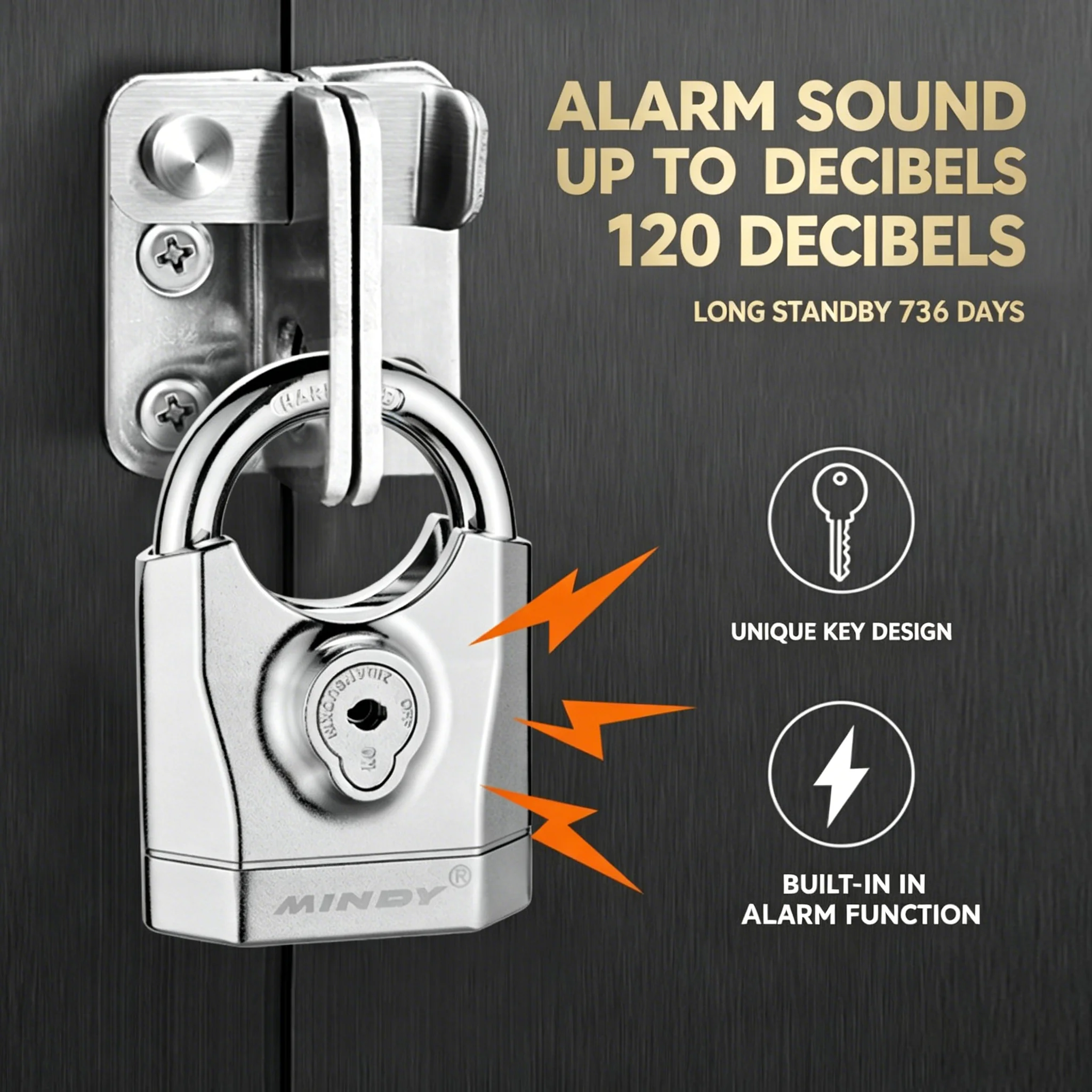 Alarm Padlock Anti-Theft Heavy Duty Security Alarm Lock 120db Alarm Sound Weather Proof for Door Storehouse Truck 3 Keys
Alarm Padlock Anti-Theft Heavy Duty Security Alarm Lock 120db Alarm Sound Weather Proof for Door Storehouse Truck 3 Keys
