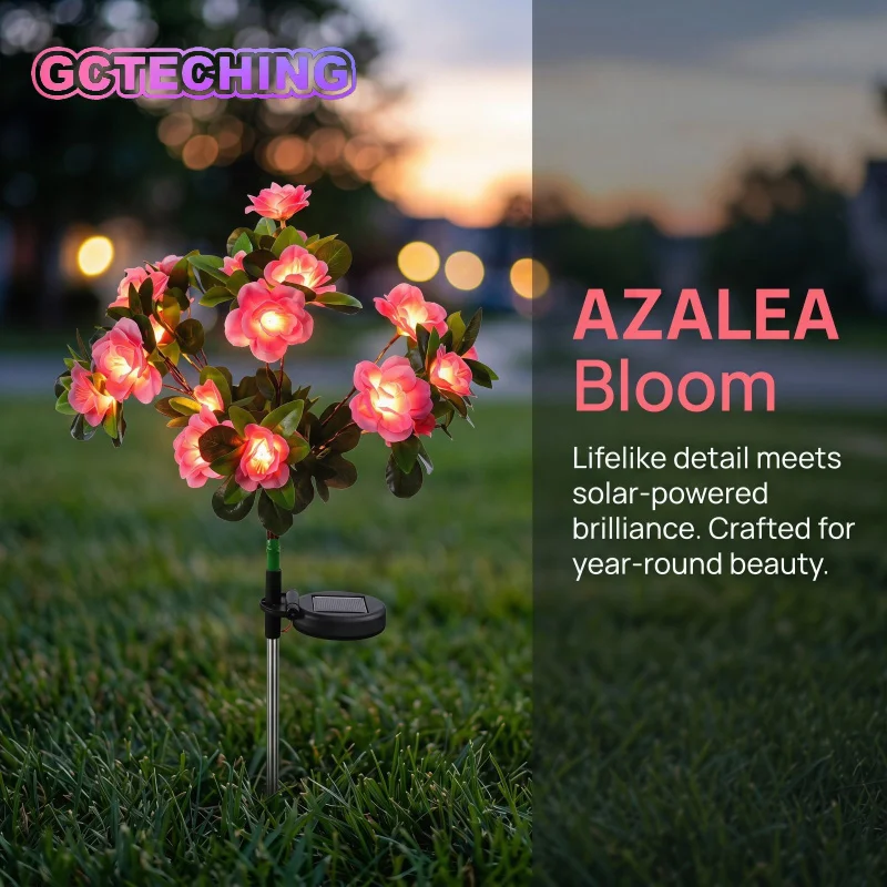 Waterproof LED Solar Rhododendron Flower Lights Outdoor Decorative Garden Lighting for Lawn Path Yard Wedding Holiday Party
Waterproof LED Solar Rhododendron Flower Lights Outdoor Decorative Garden Lighting for Lawn Path Yard Wedding Holiday Party