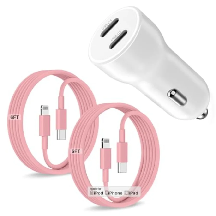 iPhone 14 13 Car Charger, Certified 45W Dual Port USB C Rapid Apple Car Adapter with 6Feet Type C to Lightning Cable Fast Charg
iPhone 14 13 Car Charger, Certified 45W Dual Port USB C Rapid Apple Car Adapter with 6Feet Type C to Lightning Cable Fast Charg