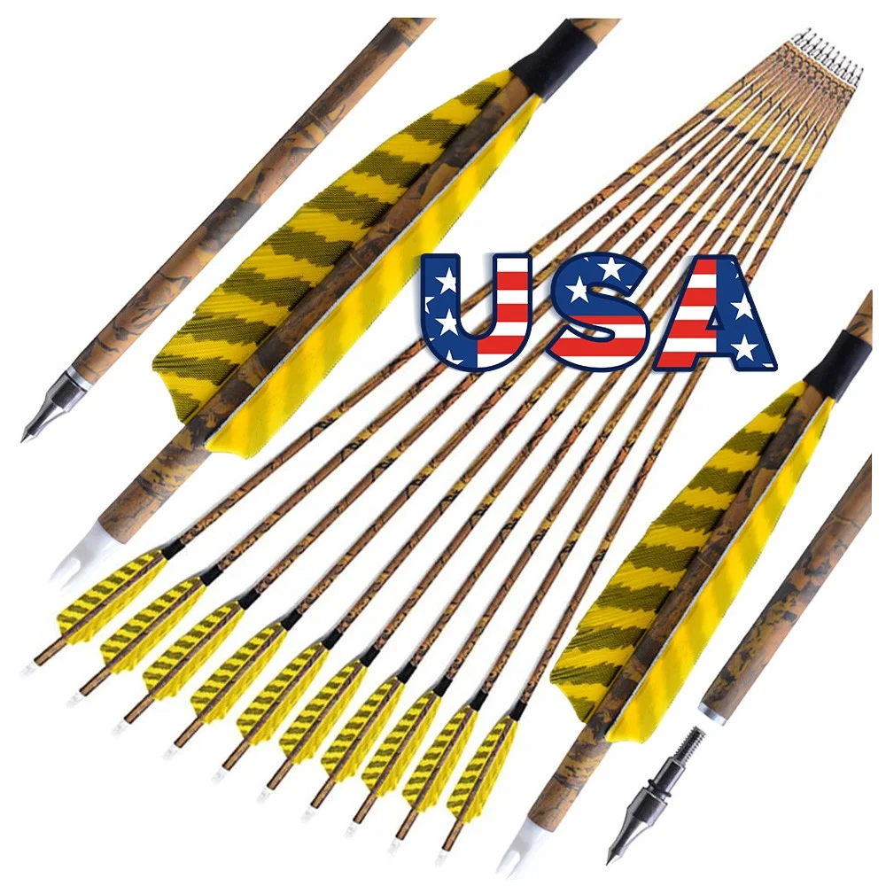 6/12Pcs Camo Mixed Carbon Hunting Arrows Spine 500 Standard ID6.2mm Arrow Shaft Removable 100 Grain Arrow Tips Shield Shape Real Turkey Feathers for All Types Archery Bow Field Shooting Training Gear
6/12Pcs Camo Mixed Carbon Hunting Arrows Spine 500 Standard ID6.2mm Arrow Shaft Removable 100 Grain Arrow Tips Shield Shape Real Turkey Feathers for All Types Archery Bow Field Shooting Training Gear