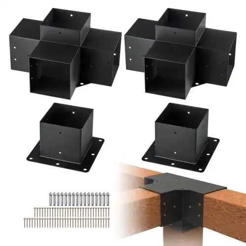 Pergola Bracket Kit 6''x6'', 4pcs 4-Way Heavy Duty Corner Bracket Woodworks DIY Post Base Kit, Easy Installation Wooden Beams
Pergola Bracket Kit 6''x6'', 4pcs 4-Way Heavy Duty Corner Bracket Woodworks DIY Post Base Kit, Easy Installation Wooden Beams