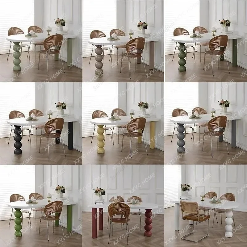 L solid wood dining table small apartment semi-oval middle island table against the wall dining table
L solid wood dining table small apartment semi-oval middle island table against the wall dining table