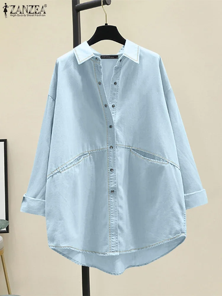 ZANZEA 2025 Summer Women Solid Color Blouse Fashion Lapel Collar Shirts Holiday Pokets Long Sleeve Tops Korean Stylish Tunics
ZANZEA 2025 Summer Women Solid Color Blouse Fashion Lapel Collar Shirts Holiday Pokets Long Sleeve Tops Korean Stylish Tunics
