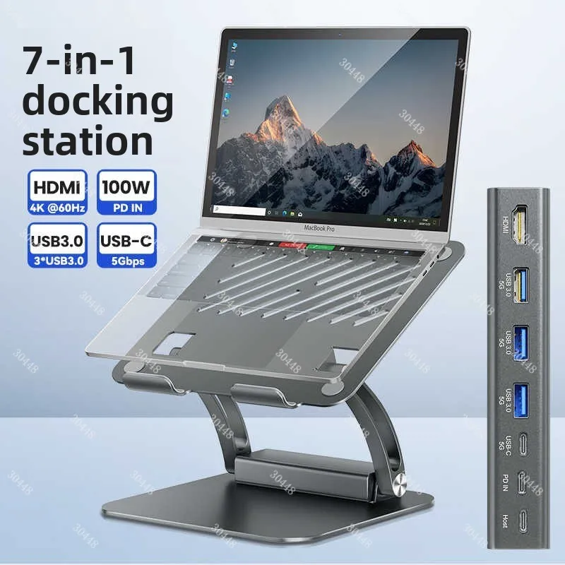 Подставка для ноутбука с охлаждением, док-станция, USB-хаб с HDMI-адаптером, складная регулируемая металлическая опорная стойка
Подставка для ноутбука с охлаждением, док-станция, USB-хаб с HDMI-адаптером, складная регулируемая металлическая опорная стойка