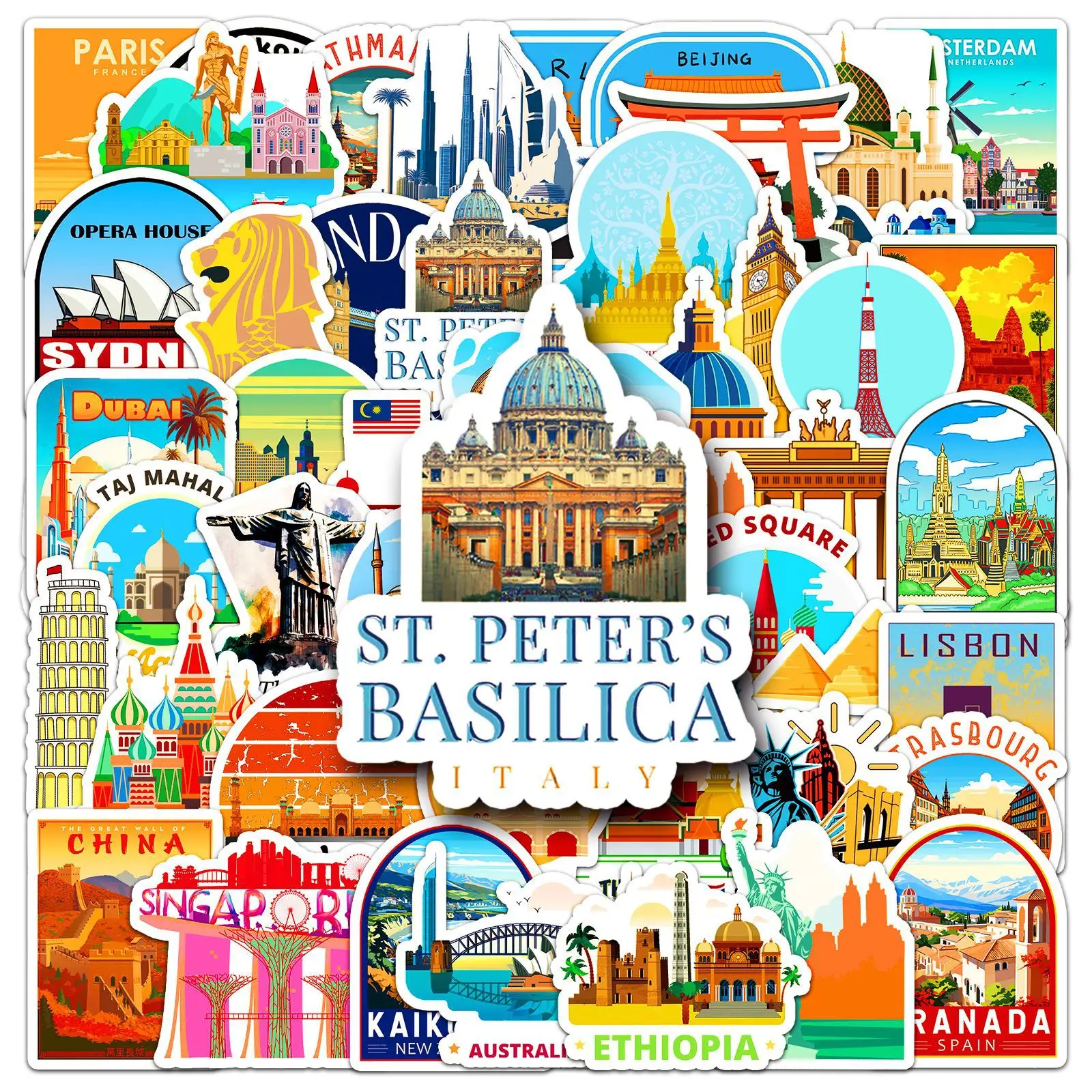 50Pcs urban landmark sticker DIY cartoon Decoratio phone Luggage Laptop Guitar Bike Skateboard fridge helmet waterpro Kid gift
50Pcs urban landmark sticker DIY cartoon Decoratio phone Luggage Laptop Guitar Bike Skateboard fridge helmet waterpro Kid gift