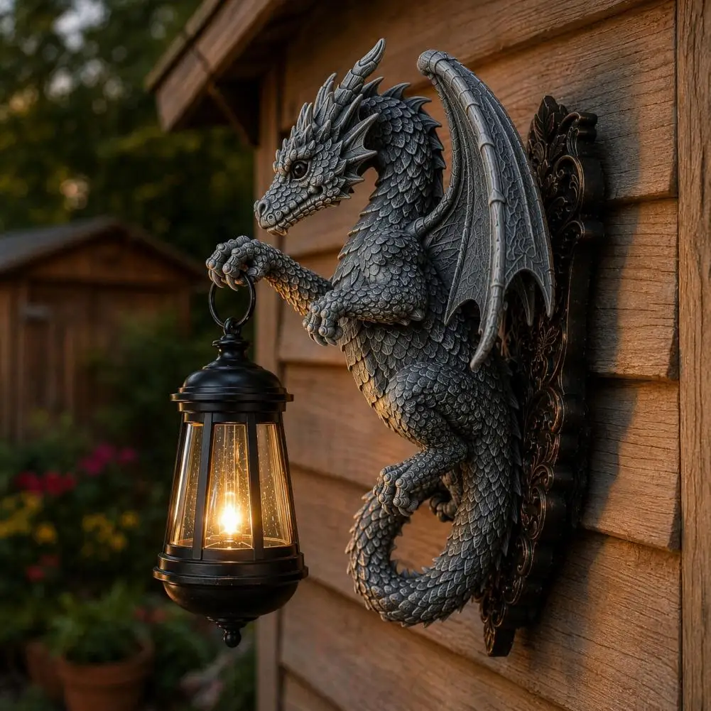Solar Fence Lantern Solar Dragon Wall Light Vintage Resin Outdoor Dragon Sculpture Waterproof Garden Lantern for Fence Yard
Solar Fence Lantern Solar Dragon Wall Light Vintage Resin Outdoor Dragon Sculpture Waterproof Garden Lantern for Fence Yard