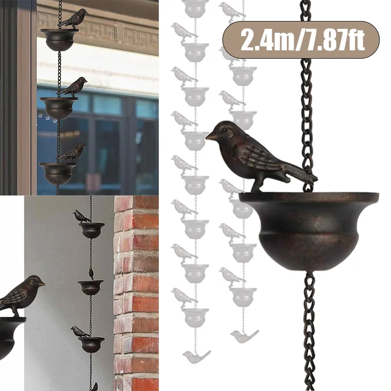Roof Decoration Drainage Rain Chain Metal Creative Birds On Cups Household Fall Chain Balcony Garden Decoration Hanging Chains
Roof Decoration Drainage Rain Chain Metal Creative Birds On Cups Household Fall Chain Balcony Garden Decoration Hanging Chains