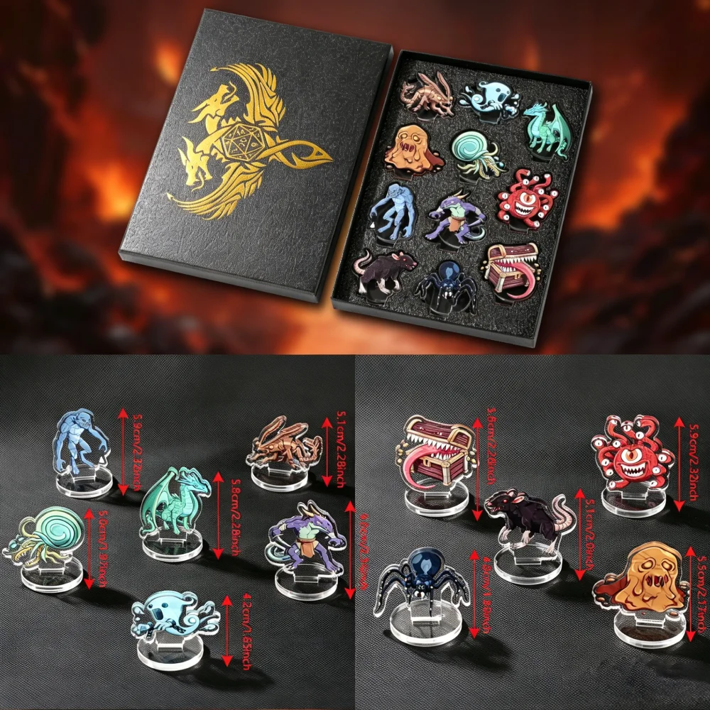 DND Miniature Set - 11pcs Acrylic RPG Monster Figures with Storage Box, Ideal Tabletop Game for Dungeons & Dragon TTRPG Play
DND Miniature Set - 11pcs Acrylic RPG Monster Figures with Storage Box, Ideal Tabletop Game for Dungeons & Dragon TTRPG Play