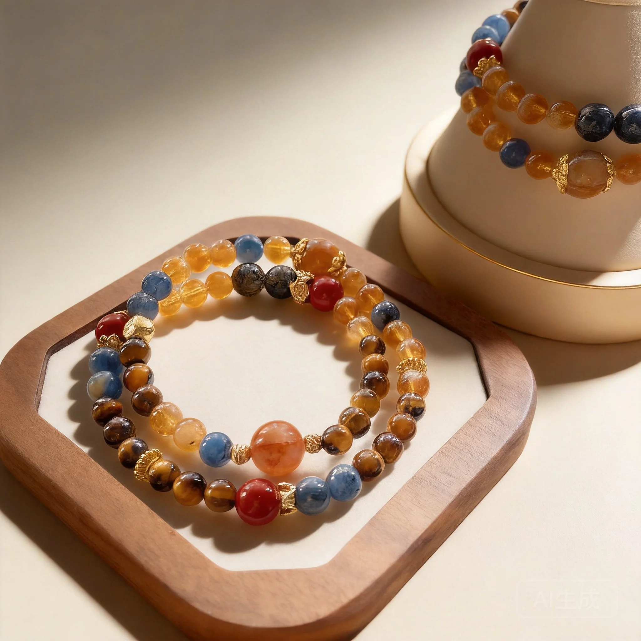 Chinese Style Good Luck Fortune Blessing Natural Blue Kyanite Tiger Eye Cinnabar Black Rutilated Quartz Citrine Double Layer Bea
Chinese Style Good Luck Fortune Blessing Natural Blue Kyanite Tiger Eye Cinnabar Black Rutilated Quartz Citrine Double Layer Bea