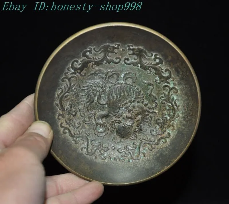4.6 inch mark old Chinese dynasty bronze dragon statue plate plate plate - Brass animal sculpture
4.6 inch mark old Chinese dynasty bronze dragon statue plate plate plate - Brass animal sculpture