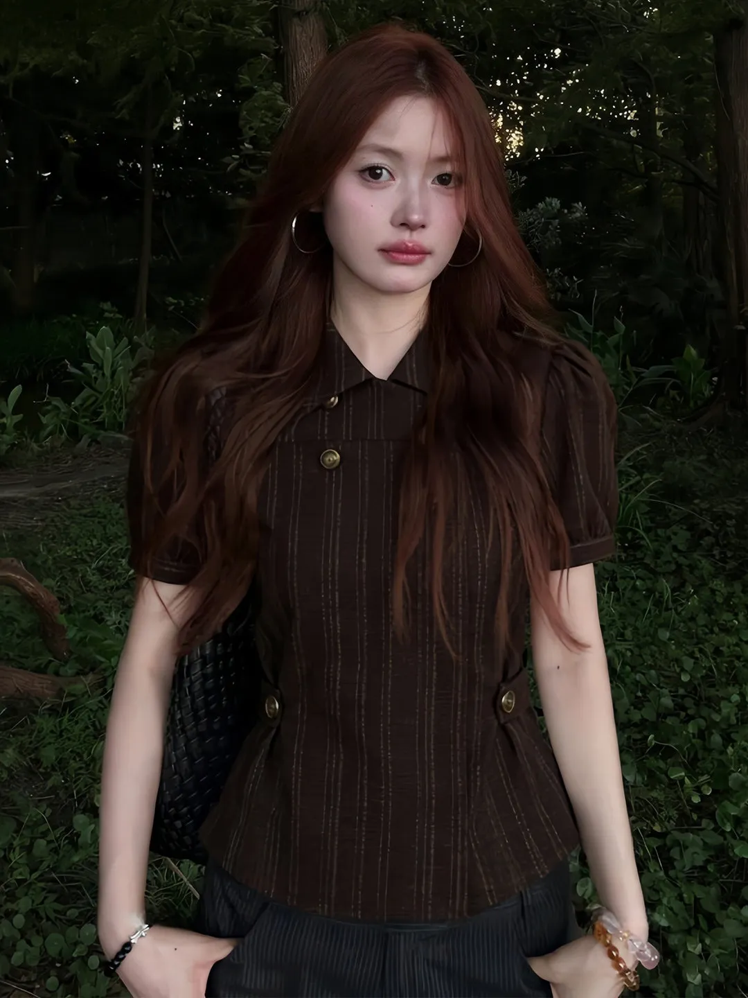 Slim Fit Striped Short Sleeve Bubble Sleeve Shirt Women's Korean Style Adjustabale Double Buttoned Top Casual Summer Fashion
Slim Fit Striped Short Sleeve Bubble Sleeve Shirt Women's Korean Style Adjustabale Double Buttoned Top Casual Summer Fashion