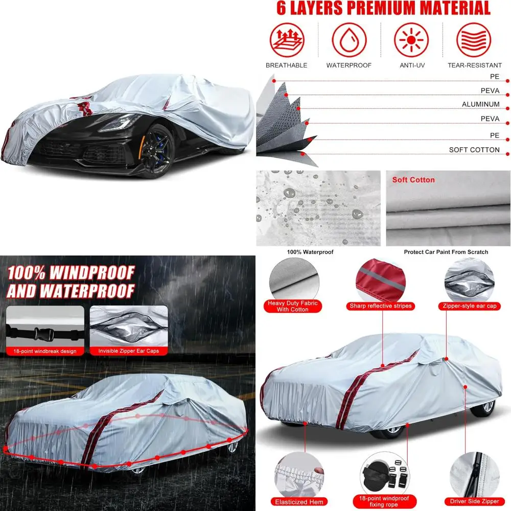All-Weather Custom-Fit 6-Layer Waterproof Car Cover for 2014-2019 Models with Zippered Door and 18-Point Waffle Weave Detail
All-Weather Custom-Fit 6-Layer Waterproof Car Cover for 2014-2019 Models with Zippered Door and 18-Point Waffle Weave Detail