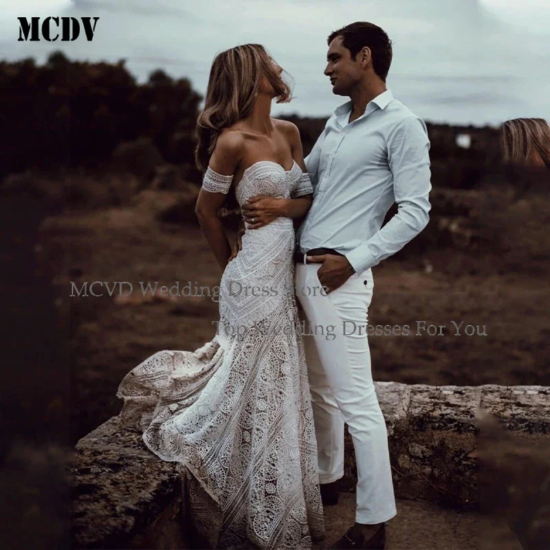 Lace Mermaid Wedding Dresses Sweetheart Neckline Sweep Train With Removable Sleeves Custom Made Bridal Gowns MCDV
Lace Mermaid Wedding Dresses Sweetheart Neckline Sweep Train With Removable Sleeves Custom Made Bridal Gowns MCDV