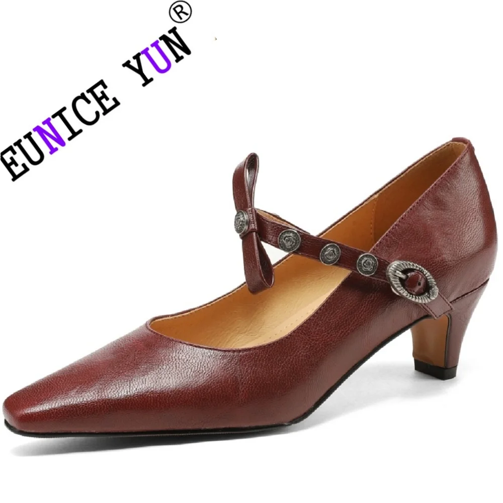 【EUNICE YUN】Handmade Genuine Leather Med Heels Women Shoes New Real Leather Party Summer Square Toe Dress Shoes 34-40
【EUNICE YUN】Handmade Genuine Leather Med Heels Women Shoes New Real Leather Party Summer Square Toe Dress Shoes 34-40