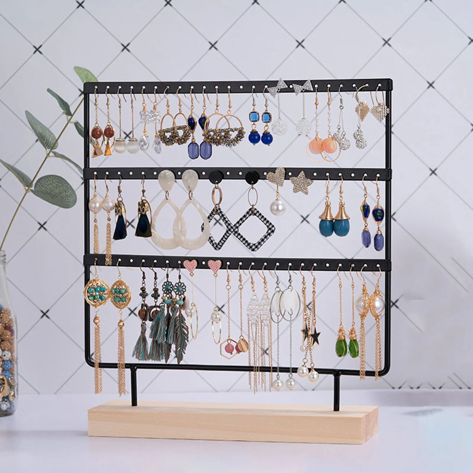 1Pcs Jewelry Display Stand Three Layers Iron 72 Holes Desktop Jewelry Organizer Earring Necklace Holder Rack Display Stand
1Pcs Jewelry Display Stand Three Layers Iron 72 Holes Desktop Jewelry Organizer Earring Necklace Holder Rack Display Stand