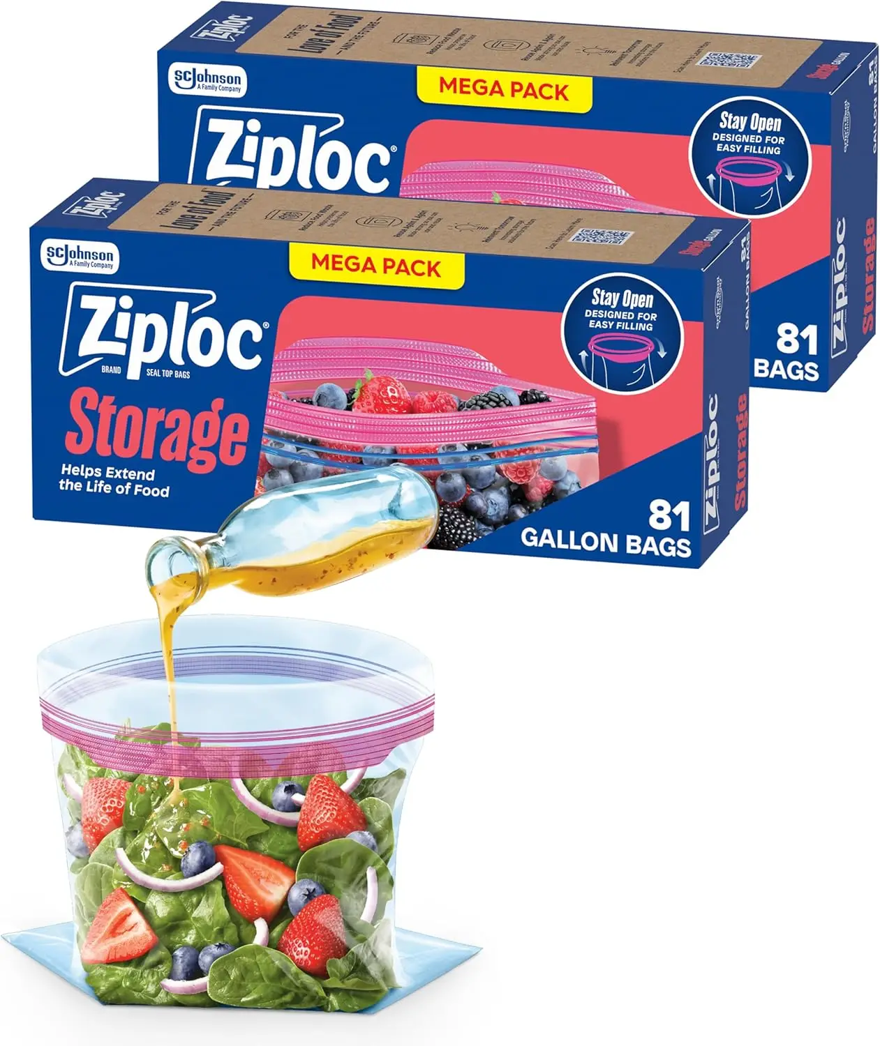 Gallon Food Storage Bags, Stand-Up Bottom, Easy to Fill, 162 Count
Gallon Food Storage Bags, Stand-Up Bottom, Easy to Fill, 162 Count