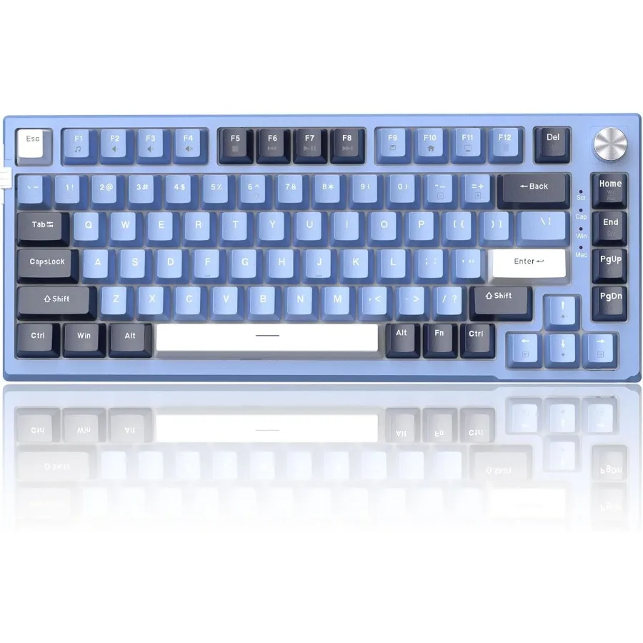 SKY81 75% Mechanical Gaming Keyboard, Hot Swappable Wired Custom Creamy Keyboards with 5-Layer Sound Dampening, Knob Control, R