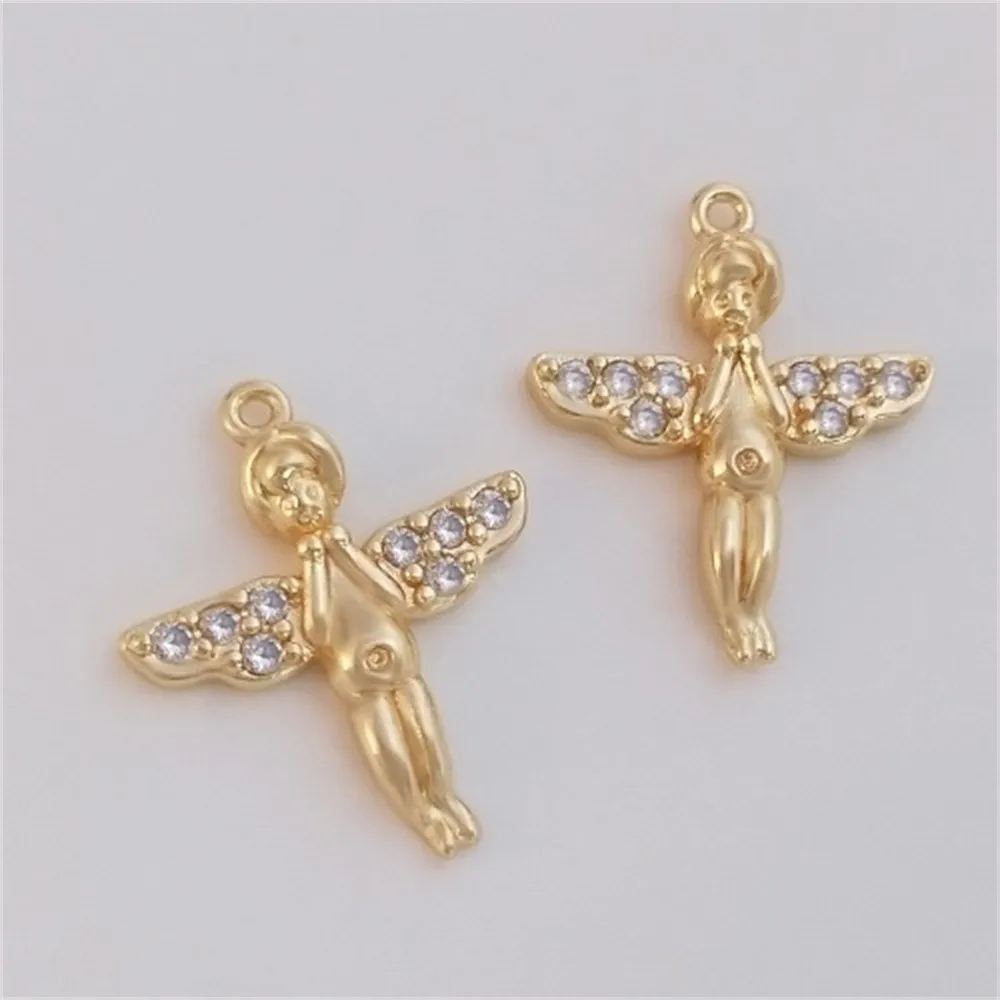 14K Gold Inlaid Zircon Cherub Pendant Handmade Jewelry Pendant DIY Bracelet Necklace Charm Accessories K292
14K Gold Inlaid Zircon Cherub Pendant Handmade Jewelry Pendant DIY Bracelet Necklace Charm Accessories K292