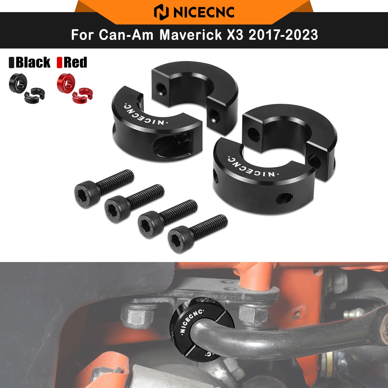 NICECNC 6061 Aluminum Alloy CNC 2PCS Front Sway Bar Clamping Collar For Can Am Maverick X3 2017-2021 Reducing Sway Bar Noise
NICECNC 6061 Aluminum Alloy CNC 2PCS Front Sway Bar Clamping Collar For Can Am Maverick X3 2017-2021 Reducing Sway Bar Noise
