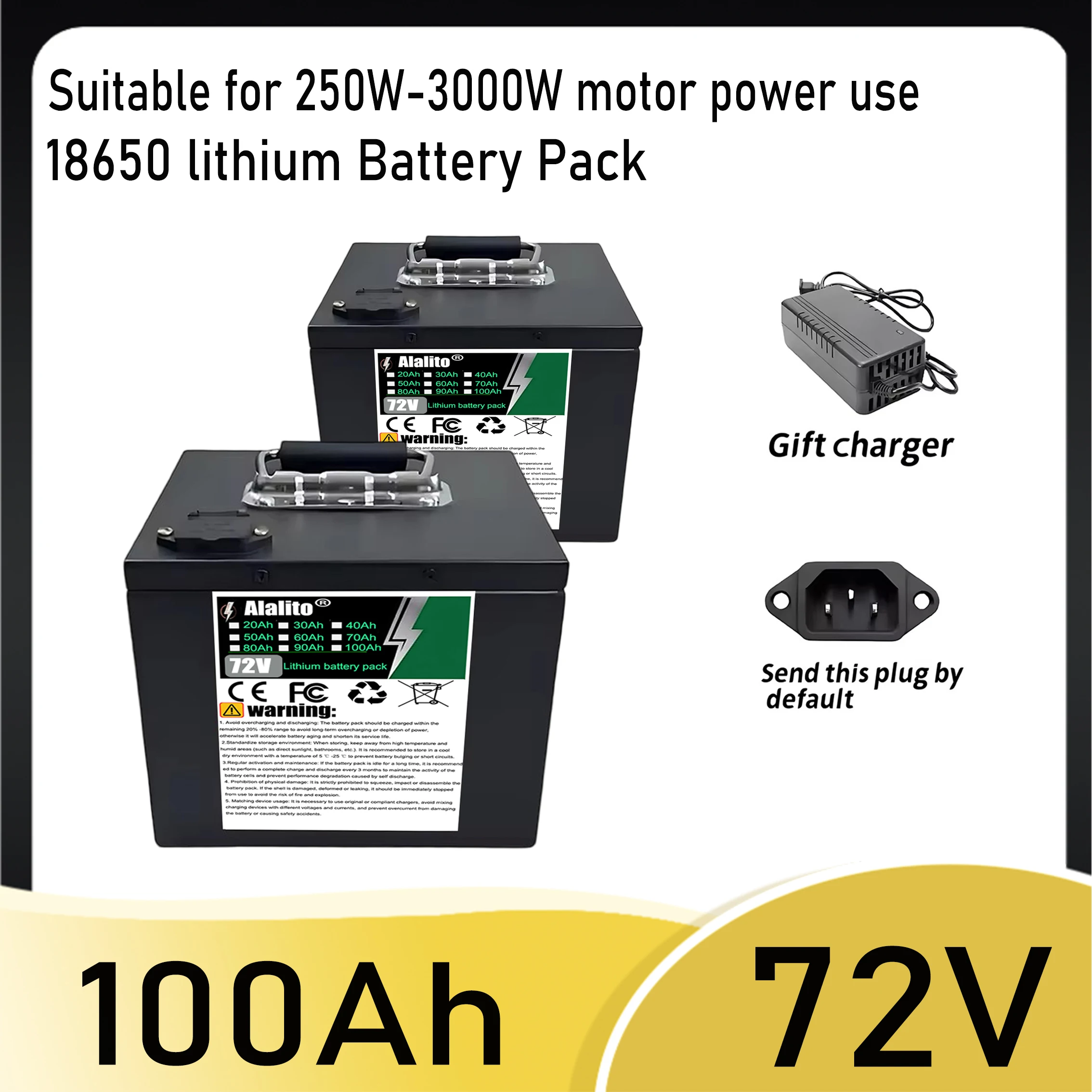 Air express, suitable for motors below 3000W, 72V 100Ah lithium battery pack, high-power battery
Air express, suitable for motors below 3000W, 72V 100Ah lithium battery pack, high-power battery