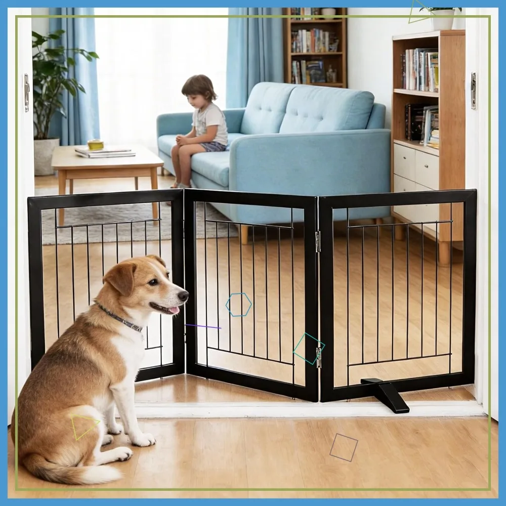 Foldable Wood Dog Gate, 24"H 3-Panel Freestanding Pet Fence for Doorways & Stairs, Black
Foldable Wood Dog Gate, 24"H 3-Panel Freestanding Pet Fence for Doorways & Stairs, Black