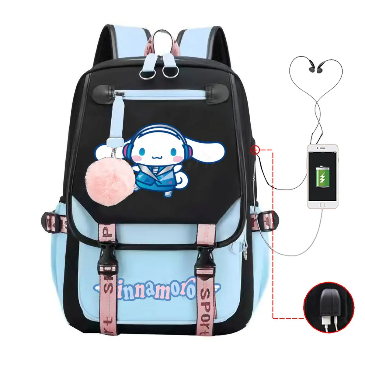 Милые школьные рюкзаки Cinnamoroll для женщин и девочек, большие вместительные сумки с USB-зарядкой, детский рюкзак с героями мультфильмов, дорожная сумка
Милые школьные рюкзаки Cinnamoroll для женщин и девочек, большие вместительные сумки с USB-зарядкой, детский рюкзак с героями мультфильмов, дорожная сумка