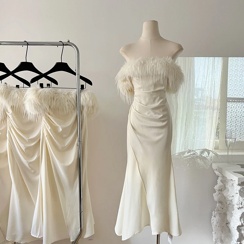 Korean Elegant Women Dress Hairy Sexy Off Shoulder White Party Vestidos High Waist Backless Bandage Ladies Long Dress
Korean Elegant Women Dress Hairy Sexy Off Shoulder White Party Vestidos High Waist Backless Bandage Ladies Long Dress
