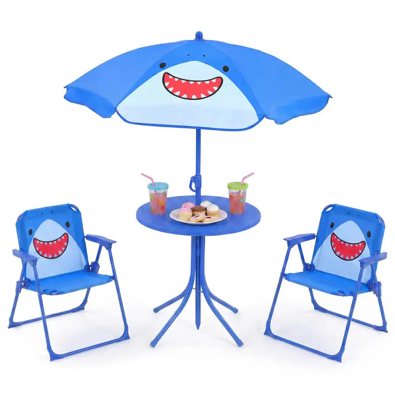 Outdoor Table and Chair Set with 2 Folding Chairs and Height Adjustable Umbrella-Blue
Outdoor Table and Chair Set with 2 Folding Chairs and Height Adjustable Umbrella-Blue