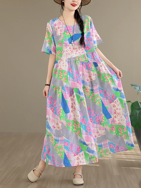 Retro Artistic Print Cotton Lin Dress Women Summer Spring Short Sleeve Loose Wide Hem Long Skirt Gauze Lace A-Line Dress
Retro Artistic Print Cotton Lin Dress Women Summer Spring Short Sleeve Loose Wide Hem Long Skirt Gauze Lace A-Line Dress