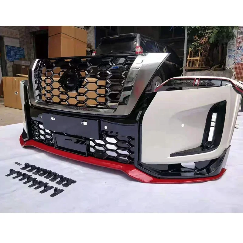 Car front bumper complete nismo body kits for Nissan Patrol 2020-2022 change to the new nismo model
Car front bumper complete nismo body kits for Nissan Patrol 2020-2022 change to the new nismo model