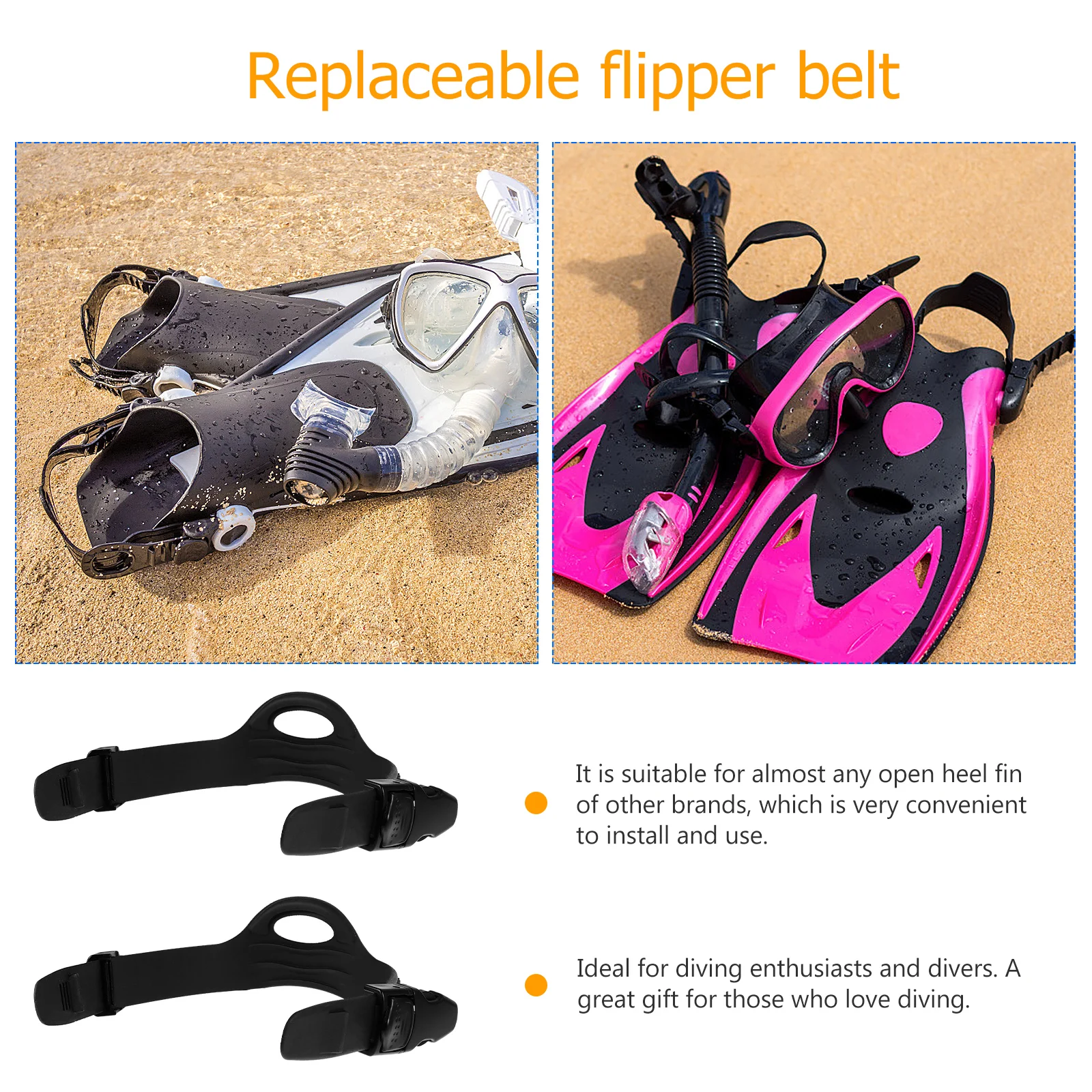 2pcs Durable Rubber Straps for Scuba Diving Fins Anti-skid Open Heel Buckles Lightweight Portable Spring Strap Fin
2pcs Durable Rubber Straps for Scuba Diving Fins Anti-skid Open Heel Buckles Lightweight Portable Spring Strap Fin