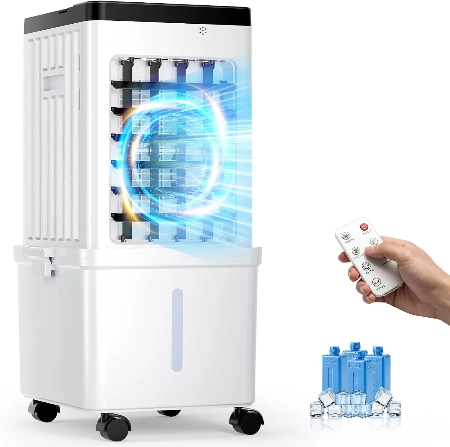 Evaporative Air Cooler, 3.5 Gal Tank, 120° Oscillation, 4 Modes, 3 Speeds, 45dB, Remote Control
Evaporative Air Cooler, 3.5 Gal Tank, 120° Oscillation, 4 Modes, 3 Speeds, 45dB, Remote Control
