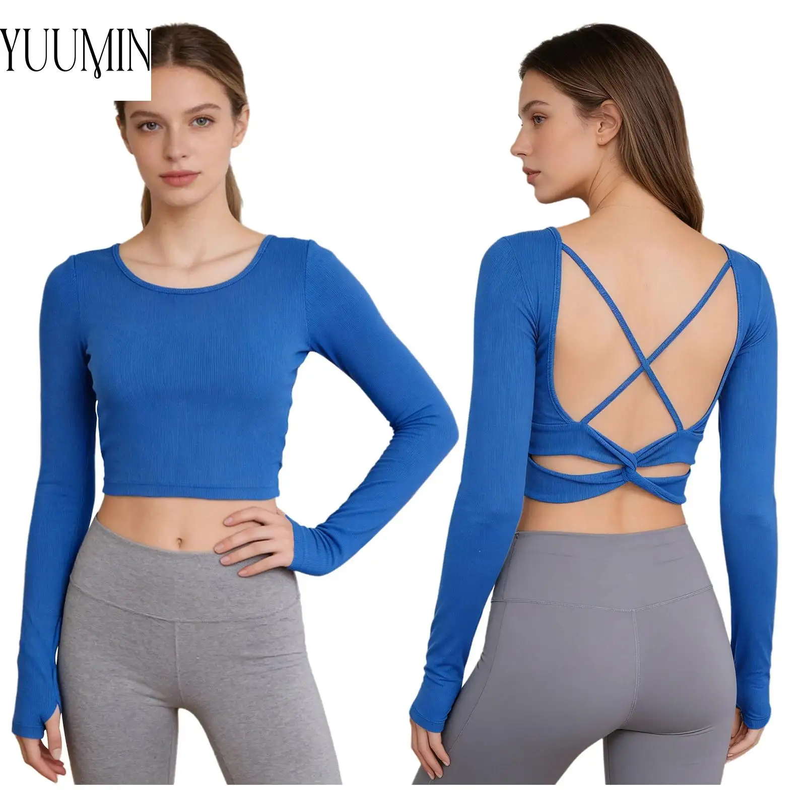 Yoga Tops for Women Running Gym Workout Daily Wear Cross Back Long Sleeves Thumbhole Ribbed Crop Top with Removable Chest Pads
Yoga Tops for Women Running Gym Workout Daily Wear Cross Back Long Sleeves Thumbhole Ribbed Crop Top with Removable Chest Pads
